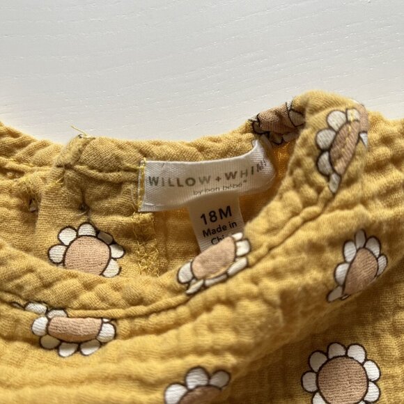 Floral Printed Button Back Muslin Dress Yellow 18 Month - Picture 3 of 4